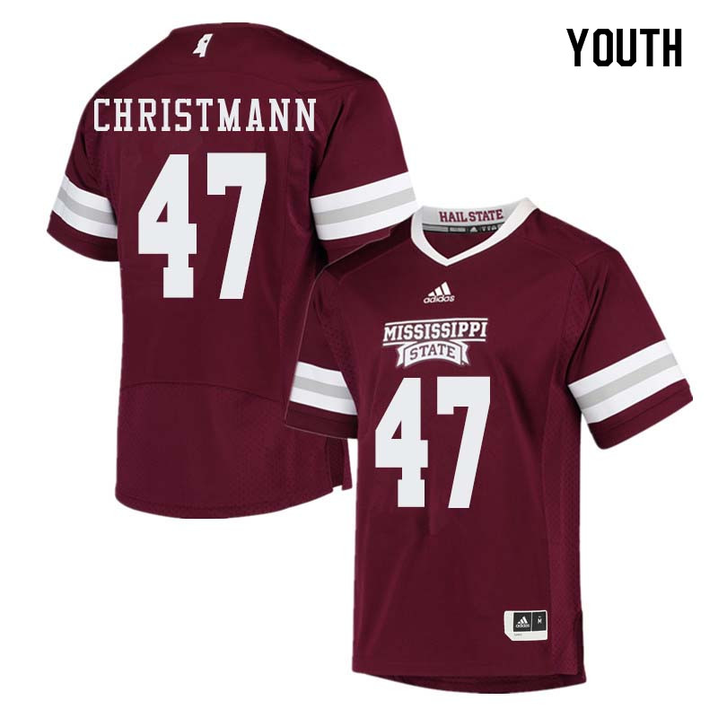 Youth #47 Jace Christmann Mississippi State Bulldogs College Football Jerseys Sale-Maroon - Click Image to Close